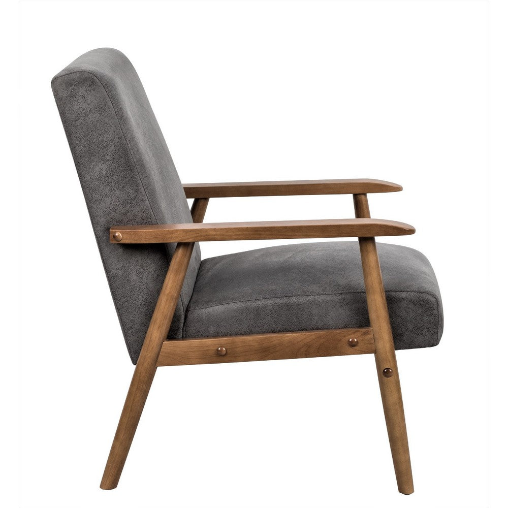 Myra Accent Armchair with Modern Design | Solid Wood | Gray Microfiber