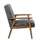 Myra Accent Armchair with Modern Design | Solid Wood | Gray Microfiber