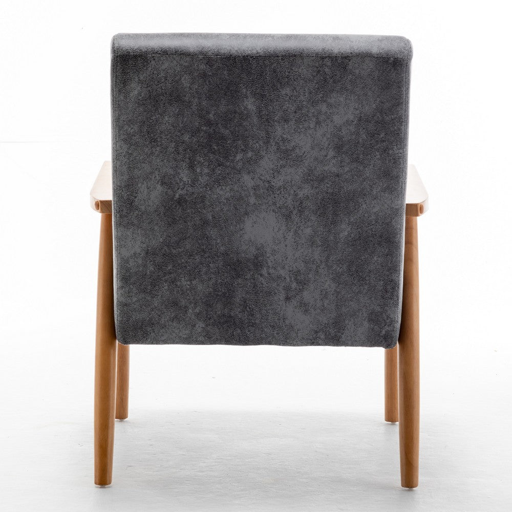 Myra Accent Armchair with Modern Design | Solid Wood | Gray Microfiber