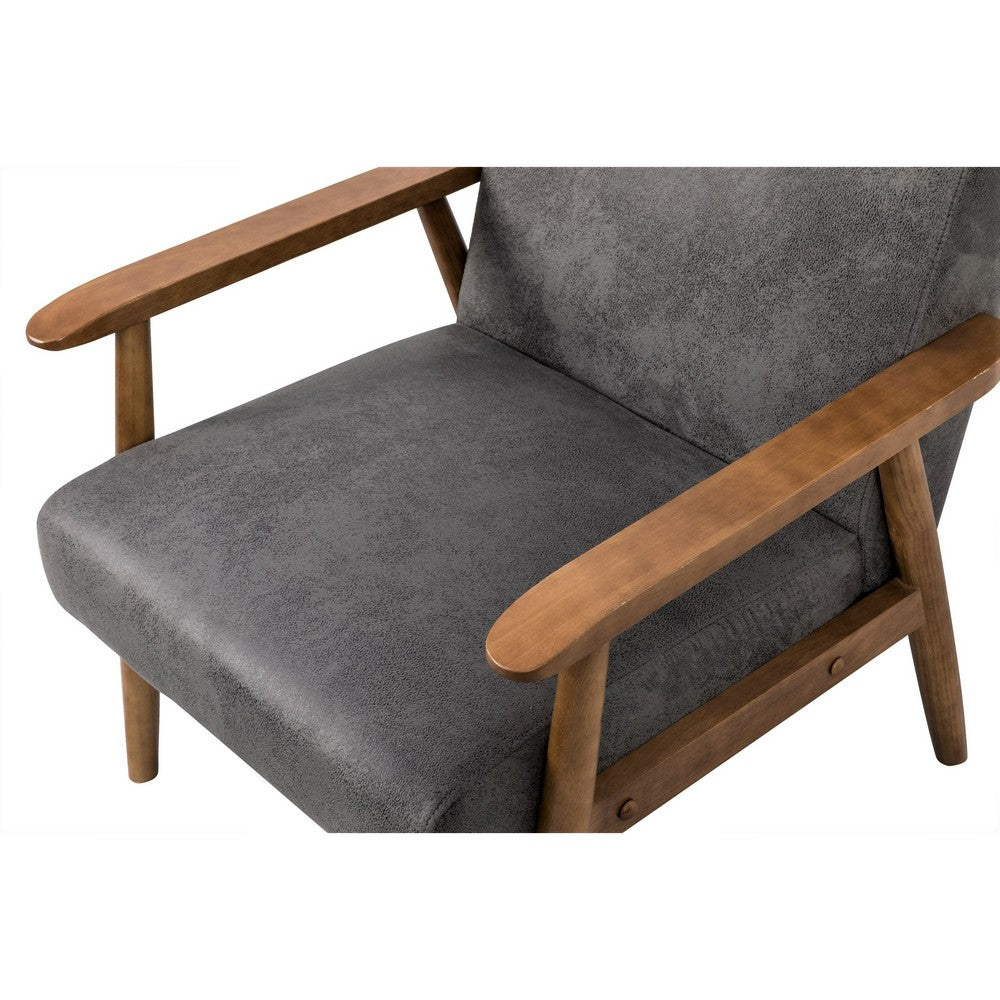 Myra Accent Armchair with Modern Design | Solid Wood | Gray Microfiber