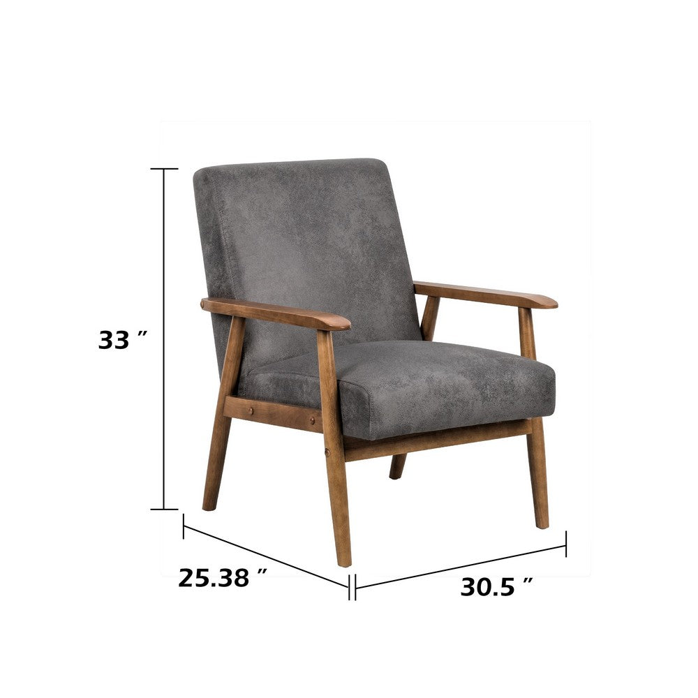 Myra Accent Armchair with Modern Design | Solid Wood | Gray Microfiber