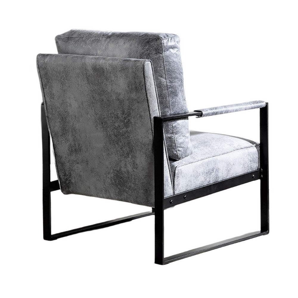 Kriya Accent Lounge Arm Chair with Black Metal Frame | Gray Microfiber