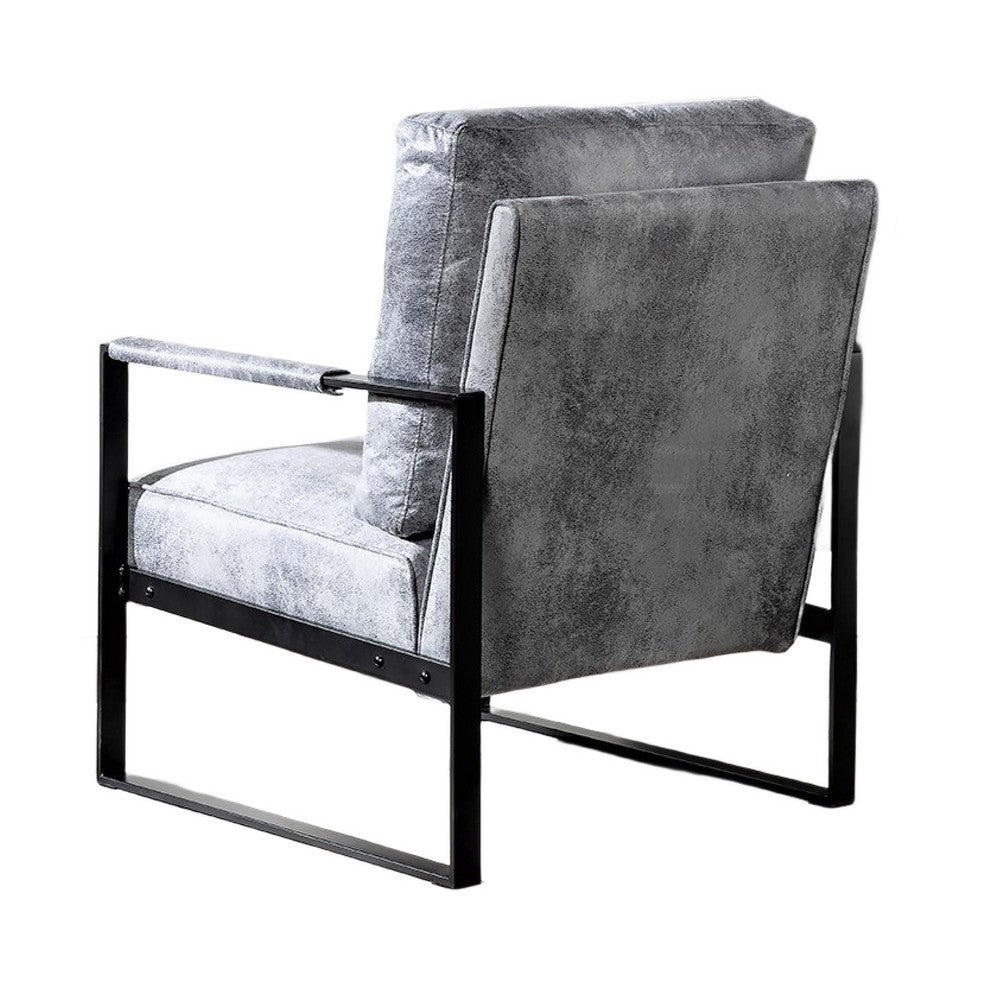 Kriya Accent Lounge Arm Chair with Black Metal Frame | Gray Microfiber