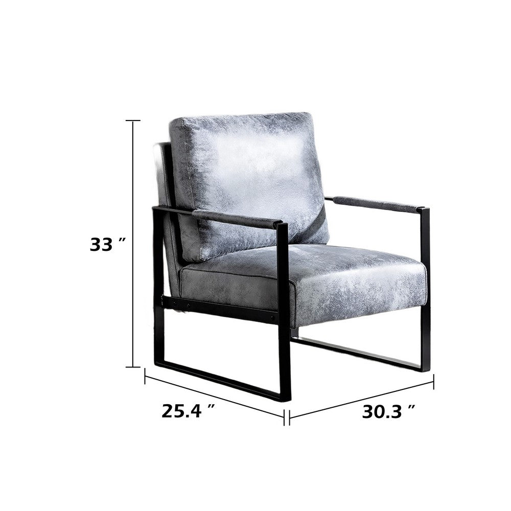 Kriya Accent Lounge Arm Chair with Black Metal Frame | Gray Microfiber