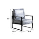 Kriya Accent Lounge Arm Chair with Black Metal Frame | Gray Microfiber