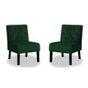 Revvy Armless Chair with Tapered Legs | Set of 2 | Green Tufted Velvet