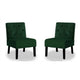 Revvy Armless Chair with Tapered Legs | Set of 2 | Green Tufted Velvet