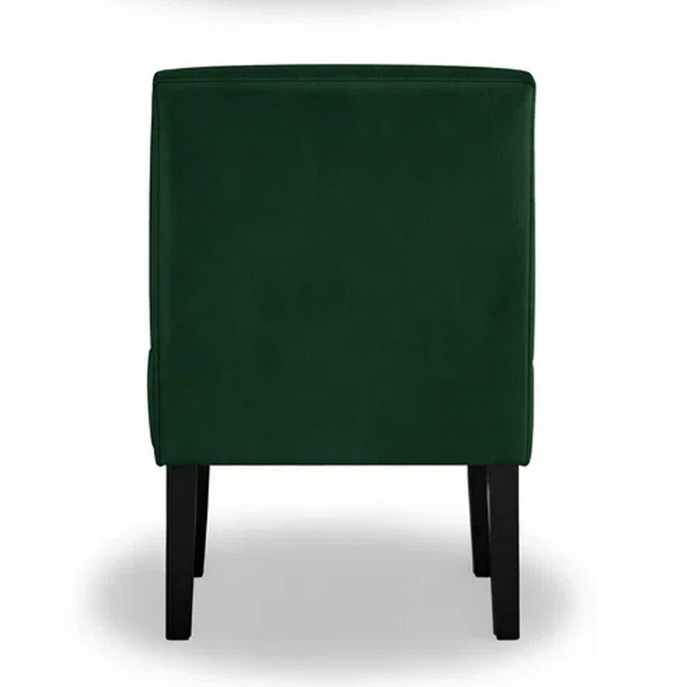 Revvy Armless Chair with Tapered Legs | Set of 2 | Green Tufted Velvet