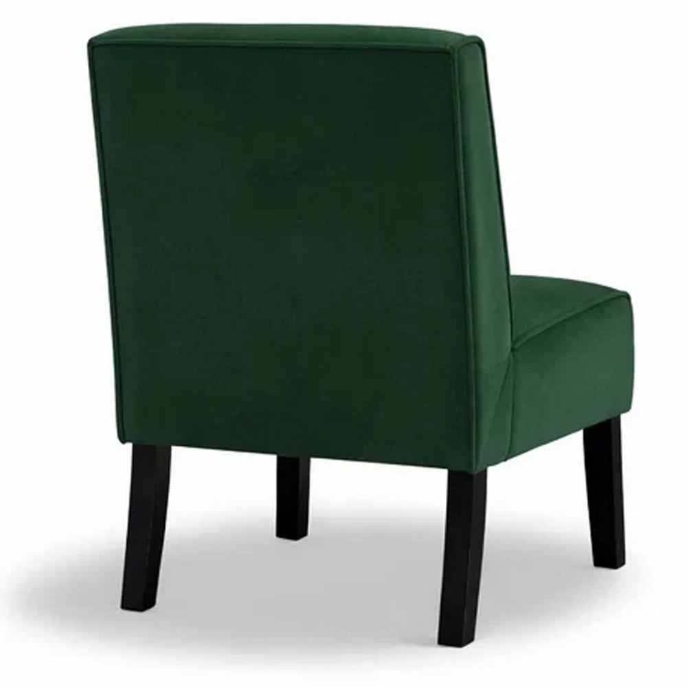 Revvy Armless Chair with Tapered Legs | Set of 2 | Green Tufted Velvet