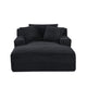 Cline Oversized Chaise Lounge Chair with 2 Pillows | Black Corduroy