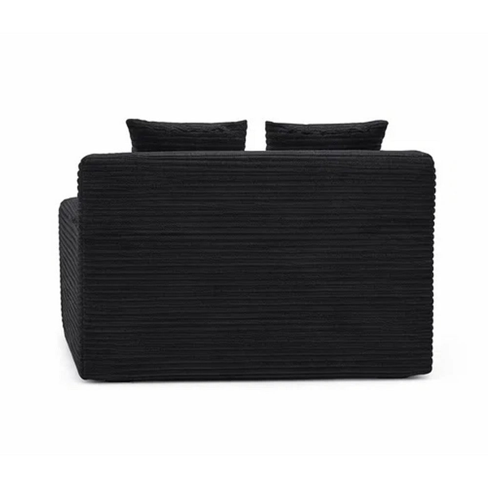 Cline Oversized Chaise Lounge Chair with 2 Pillows | Black Corduroy