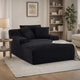 Cline Oversized Chaise Lounge Chair with 2 Pillows | Black Corduroy