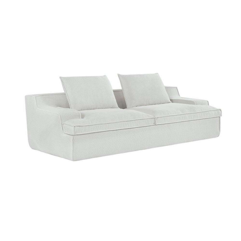 Syra Ergonomic 4-Seater Oversized Sofa with Wide Arms | Ivory Corduroy 91"