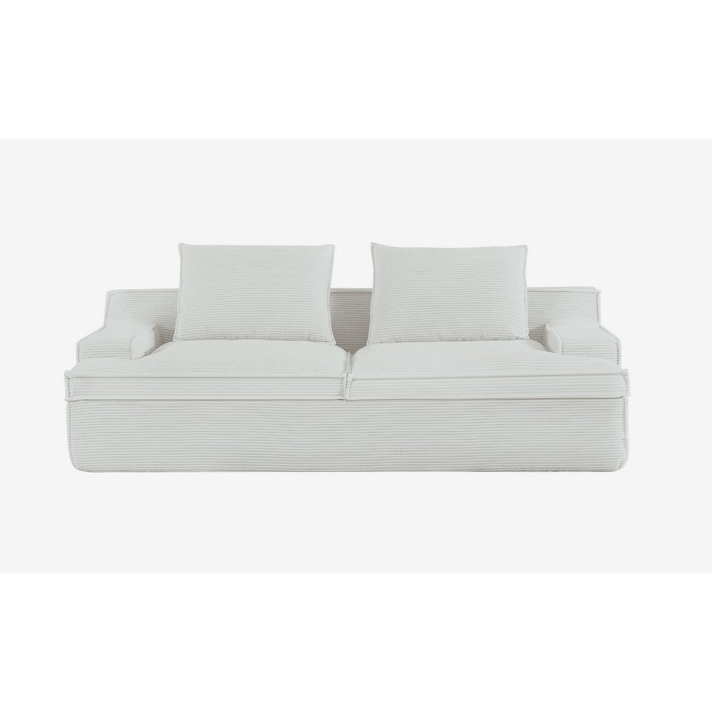 Syra Ergonomic 4-Seater Oversized Sofa with Wide Arms | Ivory Corduroy 91"