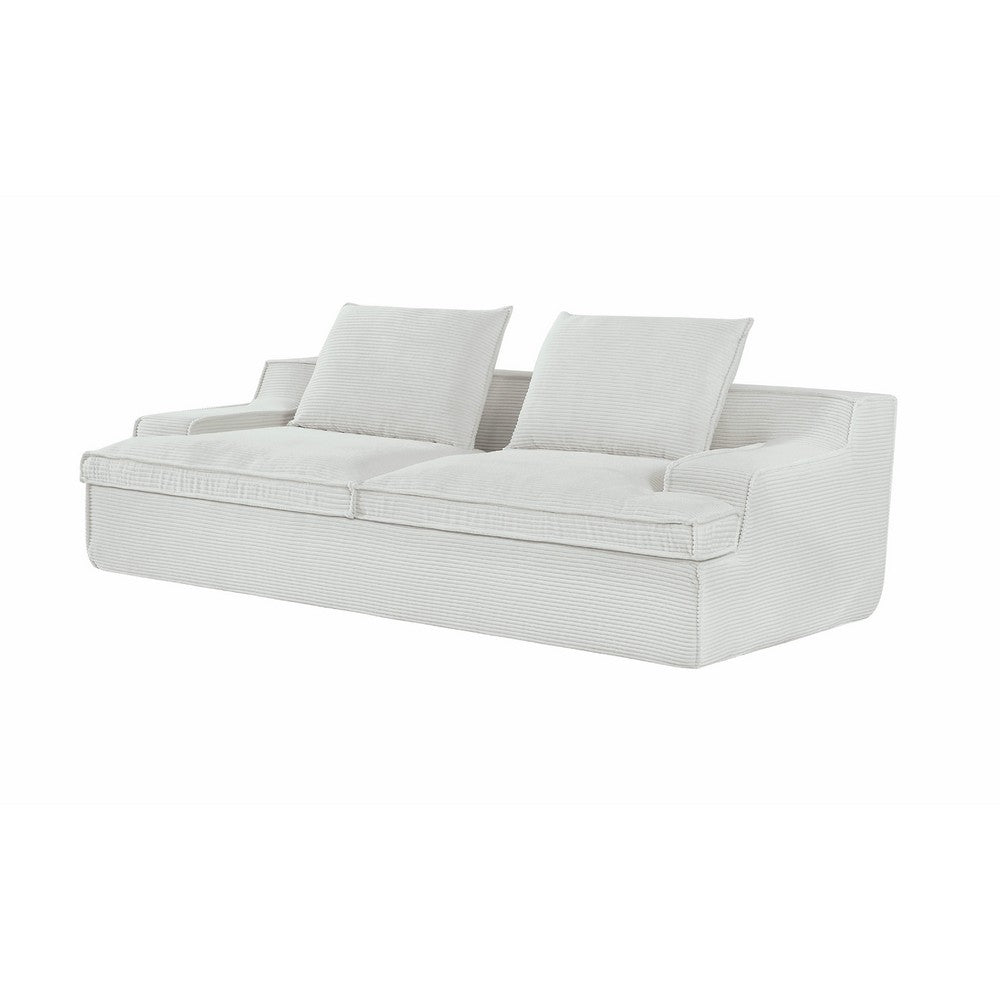 Syra Ergonomic 4-Seater Oversized Sofa with Wide Arms | Ivory Corduroy 91"