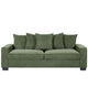 Gina Rectangular Sofa with 5 Toss Pillows | Dark Green Corduroy 88"