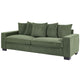 Gina Rectangular Sofa with 5 Toss Pillows | Dark Green Corduroy 88"