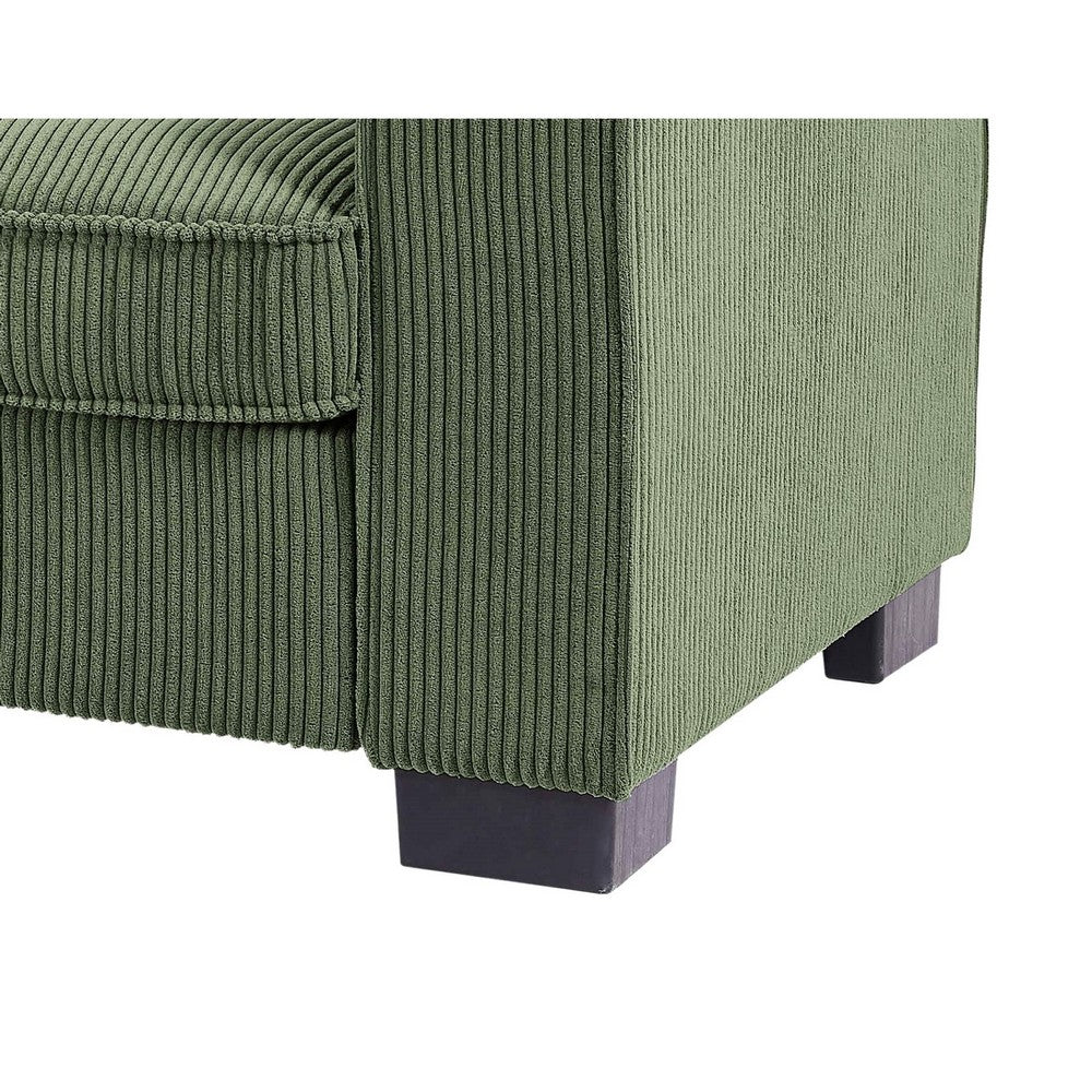 Gina Rectangular Sofa with 5 Toss Pillows | Dark Green Corduroy 88"