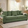 Gina Rectangular Sofa with 5 Toss Pillows | Dark Green Corduroy 88"