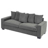 Gina Rectangular 3-Seater Sofa with 5 Toss Pillows | Gray Corduroy 88"