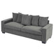 Gina Rectangular 3-Seater Sofa with 5 Toss Pillows | Gray Corduroy 88"