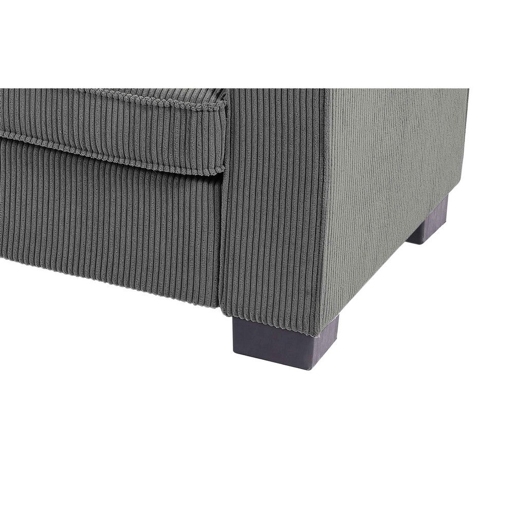 Gina Rectangular 3-Seater Sofa with 5 Toss Pillows | Gray Corduroy 88"