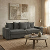 Gina Rectangular 3-Seater Sofa with 5 Toss Pillows | Gray Corduroy 88"