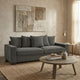 Gina Rectangular 3-Seater Sofa with 5 Toss Pillows | Gray Corduroy 88"
