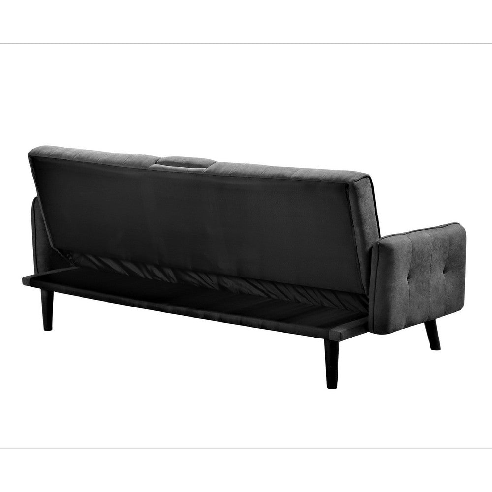 Eloise Convertible Sleeper Sofa-Bed | Cup Holder Table | Dark Gray Linen 72"