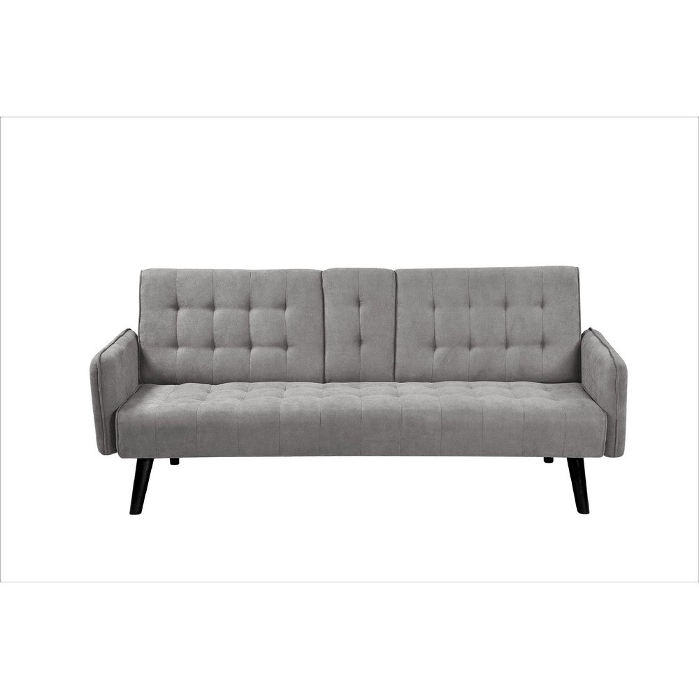 Eloise Convertible Sleeper Sofa-Bed with Cup Holder Table | Gray Linen  72"