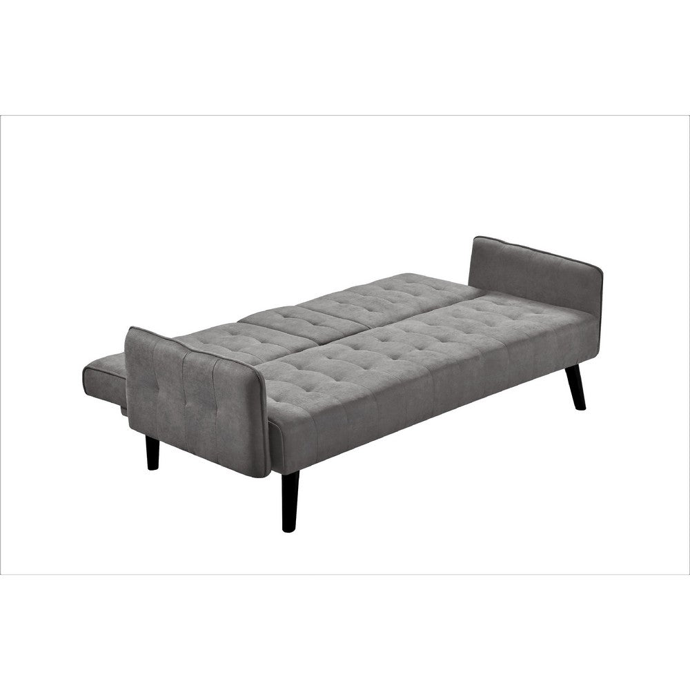 Eloise Convertible Sleeper Sofa-Bed with Cup Holder Table | Gray Linen  72"