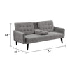Eloise Convertible Sleeper Sofa-Bed with Cup Holder Table | Gray Linen  72"