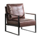 Kriya Accent Arm Chair with Black Metal Frame | Dark Brown Microfiber