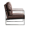 Kriya Accent Arm Chair with Black Metal Frame | Dark Brown Microfiber