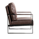 Kriya Accent Arm Chair with Black Metal Frame | Dark Brown Microfiber