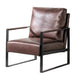 Kriya Accent Arm Chair with Black Metal Frame | Dark Brown Microfiber
