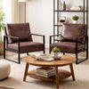 Kriya Accent Arm Chair with Black Metal Frame | Dark Brown Microfiber
