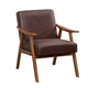 Ryno Mid-Century Accent Chair | Natural Wood Frame | Brown Microfiber