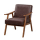 Ryno Mid-Century Accent Chair | Natural Wood Frame | Brown Microfiber