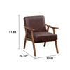 Ryno Mid-Century Accent Chair | Natural Wood Frame | Brown Microfiber