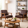 Ryno Mid-Century Accent Chair | Natural Wood Frame | Brown Microfiber