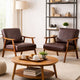 Ryno Mid-Century Accent Chair | Natural Wood Frame | Brown Microfiber