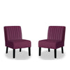 Revvy Accent Chair Set of 2 | Black Wood | Purple Channel-Tufted Velvet