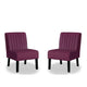 Revvy Accent Chair Set of 2 | Black Wood | Purple Channel-Tufted Velvet