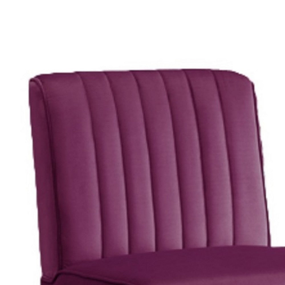 Revvy Accent Chair Set of 2 | Black Wood | Purple Channel-Tufted Velvet