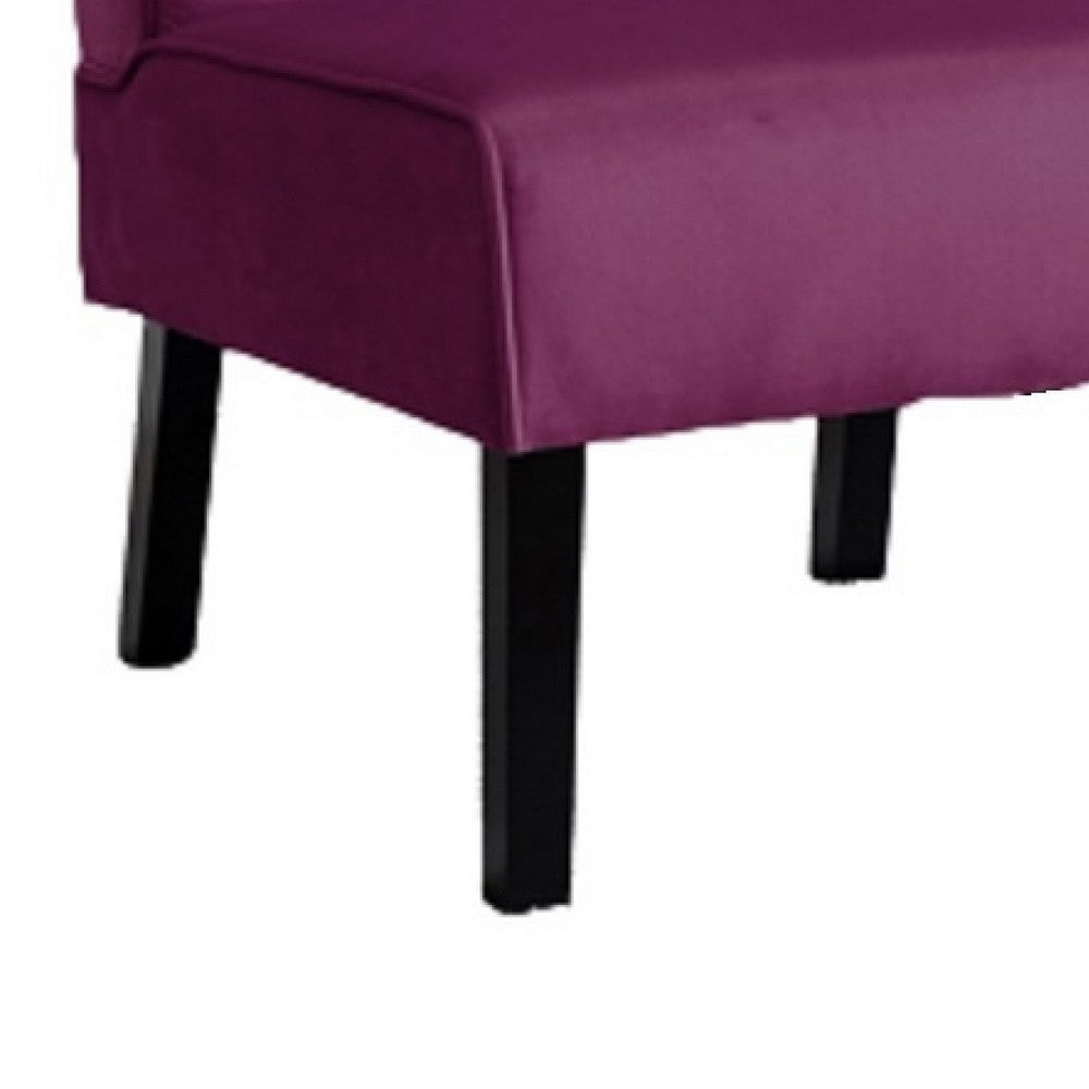 Revvy Accent Chair Set of 2 | Black Wood | Purple Channel-Tufted Velvet