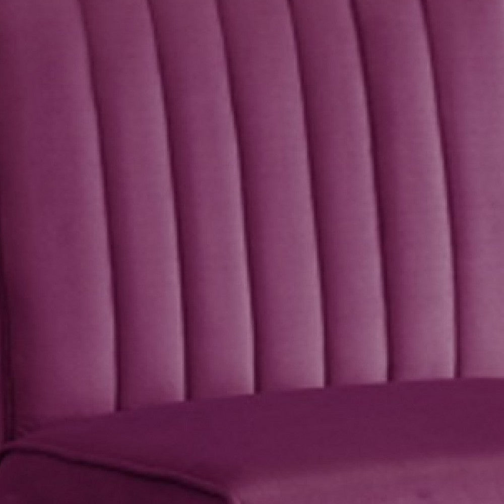 Revvy Accent Chair Set of 2 | Black Wood | Purple Channel-Tufted Velvet