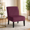 Revvy Accent Chair Set of 2 | Black Wood | Purple Channel-Tufted Velvet