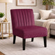 Revvy Accent Chair Set of 2 | Black Wood | Purple Channel-Tufted Velvet