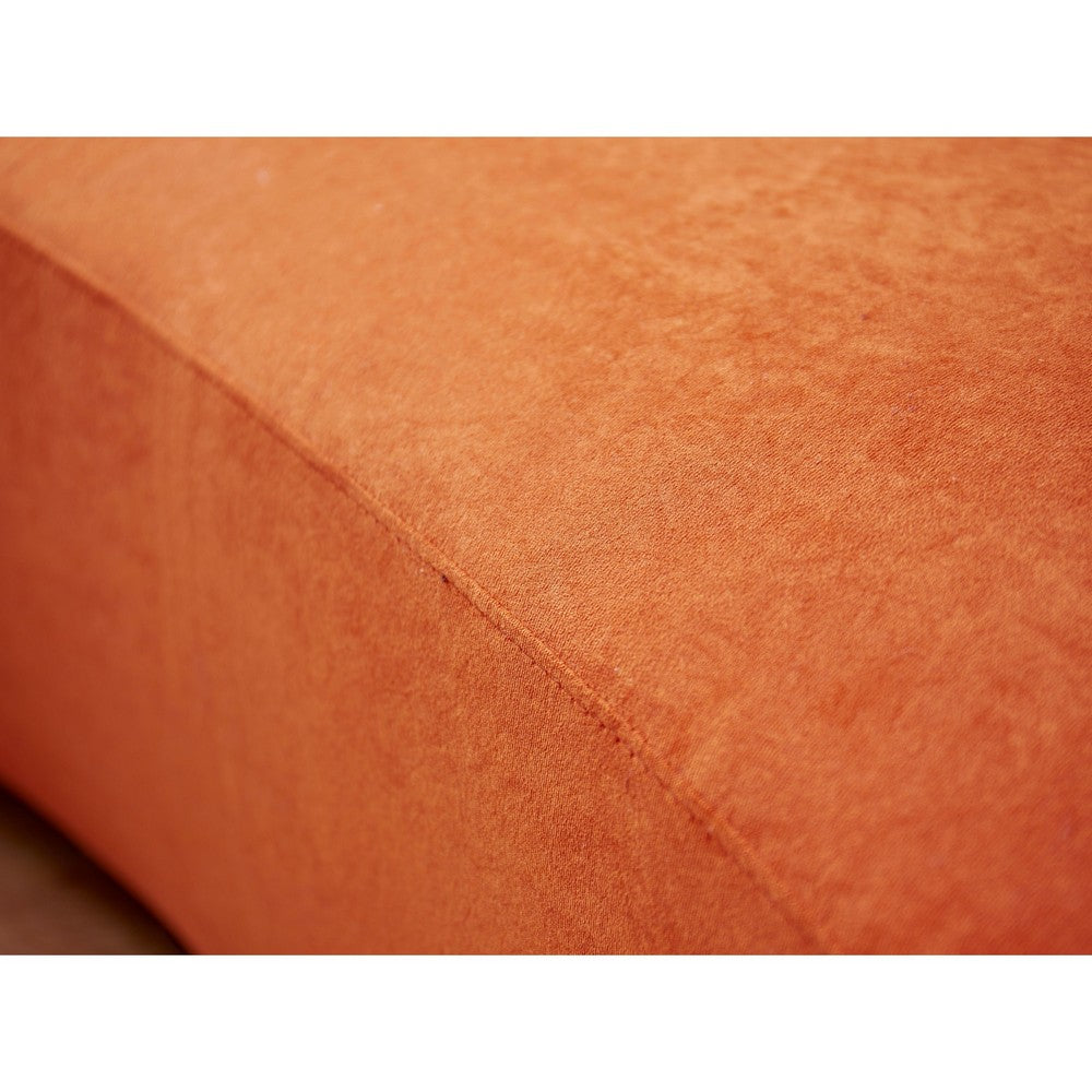 Jeff Sofa w 2 Pillows | Half-Moon Curved Design | Orange Velvet | 91"